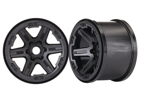 TRA8671 8671 Six-Spoke 3.8" Wheels, 17mm Splined, Black