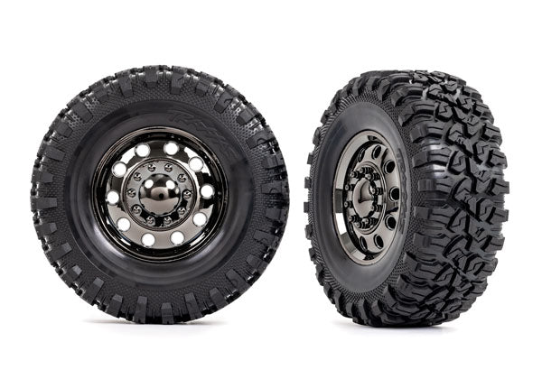 TRA8854 8854 TRX-6 Big Rig 4.6x2.2" Canyon RT Pre-Glued Front Tires, Black Chrome (2)