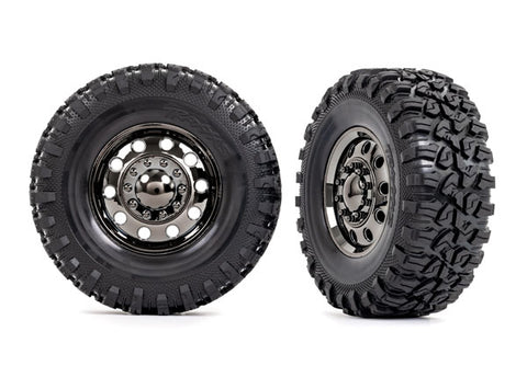 Traxxas 8854 TRX-6 Big Rig 4.6x2.2" Canyon RT Pre-Glued Front Tires, Black Chrome (2)