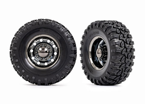 Traxxas 8854X TRX-6 Big Rig 4.6x2.2" Canyon RT Pre-Glued Rear Tires, Black Chrome (2)