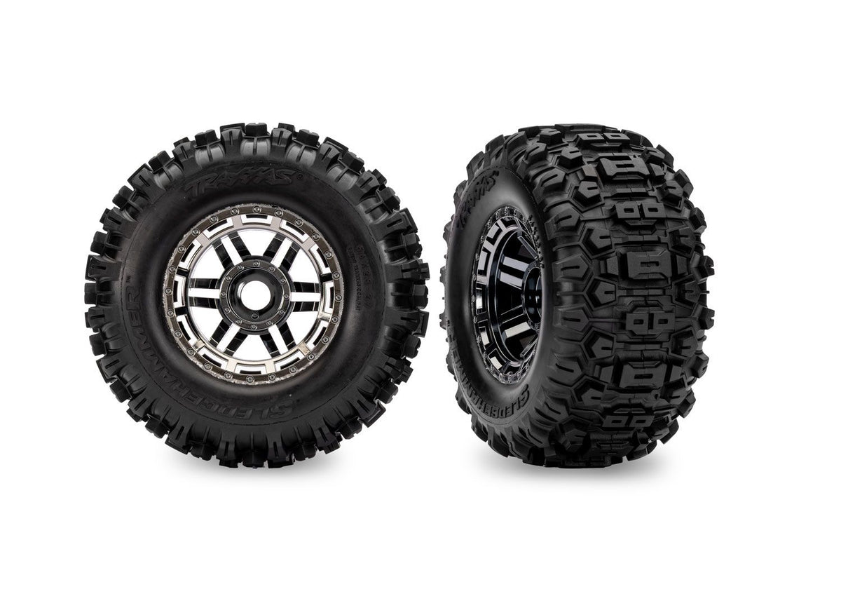 TRA8972-BLKCR 8972-BLKCR Maxx 2.8" Sledgehammer Pre-Glued Tires, Black Chrome (2)