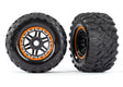 TRA8972T 8972T Maxx MT Tires, Black/Orange Beadlock Style Wheels