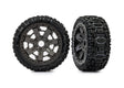 TRA9073 9073 Sledgehammer Pre-Glued Tires on T&W 3.0 Gray Wheels (2)