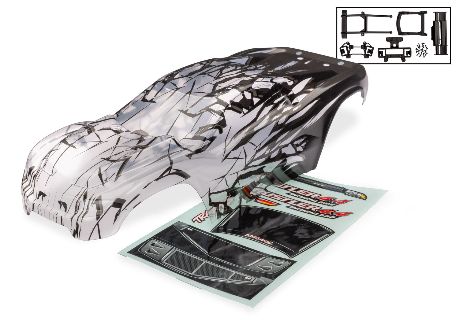 TRA9077X 9077X Rustler 4X4 Clipless Body, Clear w/ ProGraphix