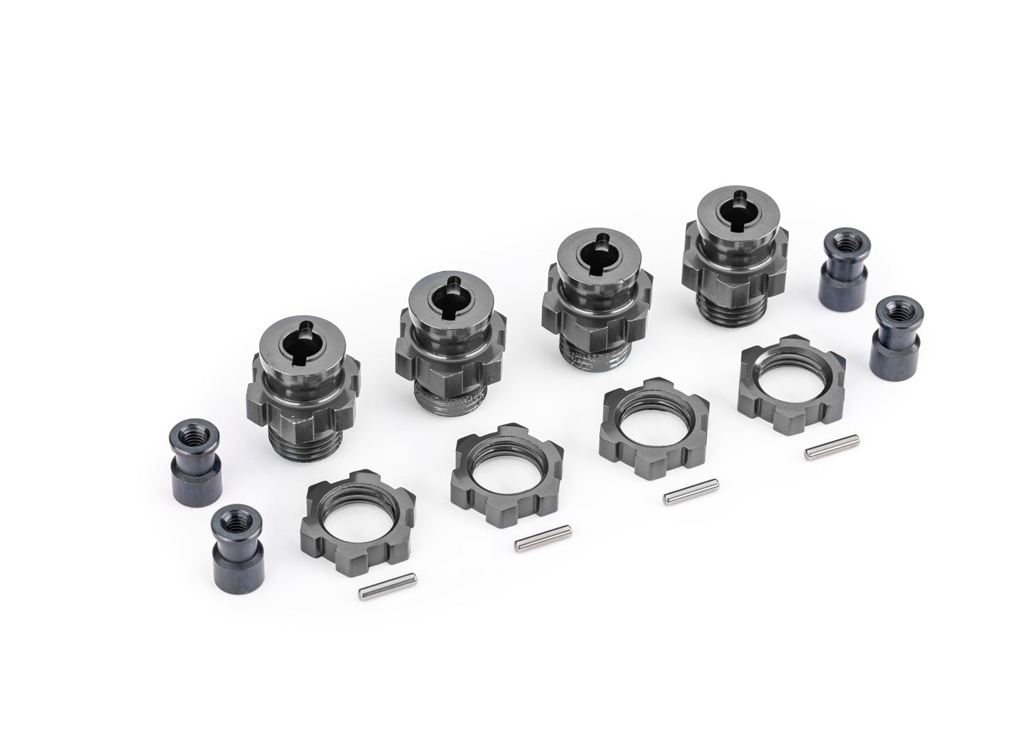 TRA9086-GRAY 9086-GRAY 17mm Aluminum Wheel Hubs / Hex Adapters (4), Gray