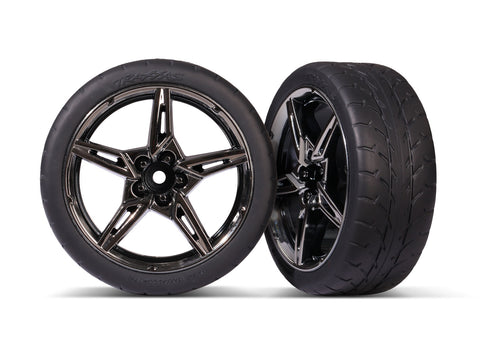Traxxas 9370 4Tec 2.1" Response Tires on Split-Spoke Wheels, Front, Black Chrome (2)