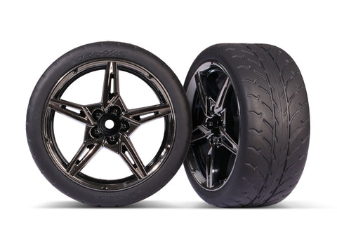 Traxxas 9371 4Tec 2.1" Response Tires on Split-Spoke Wheels, Rear, Black Chrome (2)