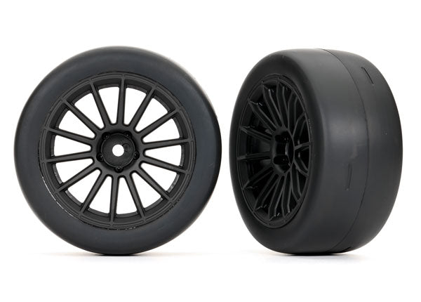 TRA9374 9374 Supra GT4 2" Response Slick Pre-Glued Tires, Front, Black (2)