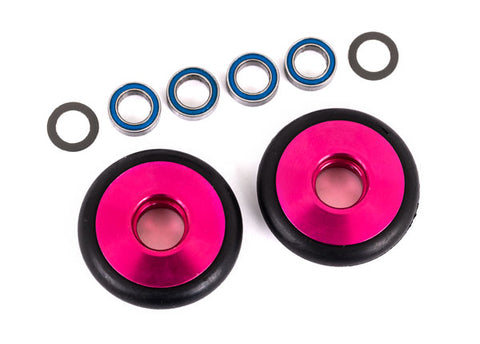 Traxxas 9461P Aluminum Wheelie Bar Wheels w/ Bearings & O-Rings, Pink (2)