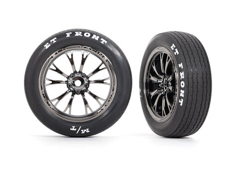 Traxxas 9474X Mickey Thompson ET Front Drag Tires on Weld Wheels, Black Chrome (2)