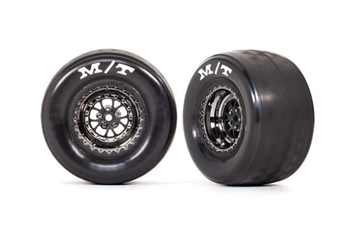 Traxxas 9475X Mickey Thompson ET Rear Drag Tires on Weld Wheels, Black Chrome (2)