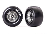 TRA9476R 9476R Mickey Thompson ET Rear Drag Tires on Weld Wheels, Sticky Compound, Chrome (2)