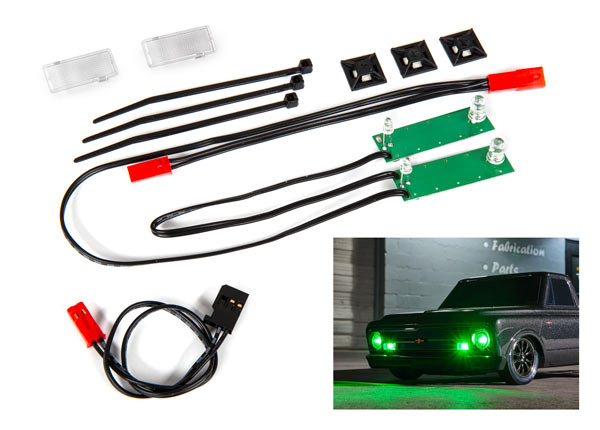 TRA9496G 9496G Drag Slash LED Front Headlight Set for Chevy C-10 Body, Green