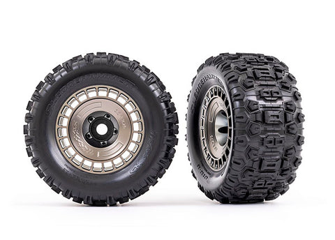 Traxxas 9572A 3.8" Tires & Wheels, Satin Black Chrome