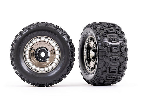 Traxxas 9572T 3.8" Tires & Wheels, Black Chrome