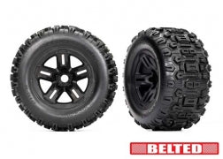 TRA9573 9573 Sledgehammer Belted Sledge Pre-Glued Tires, Black (2)
