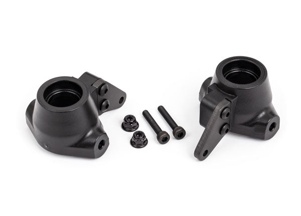 TRA9637A 9637A Left & Right Steering Blocks w/ Aluminum Arms, Black