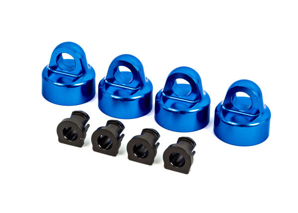 TRA9664X 9664X Aluminum Shock Caps w/ Spacers, Blue