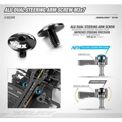 Aluminum Dual Steering Arm Screw, M3x7 (2)