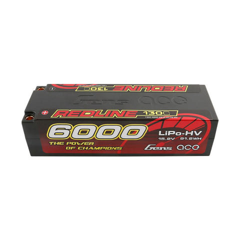 Gens ace GEA60004S13D5 Redline 4S 15.2V HV LiPo Battery, 130C, 6000mAh, 5.0mm