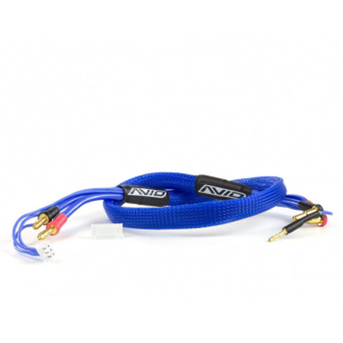 Avid RC AV1402-BLU 2S Charge Lead Cable, 2ft, Bullet Connectors, Blue