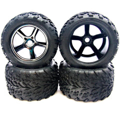 BRevo Tires 5374X Gemini Black Chrome Wheels & Talon Tires, 17mm Splined Hex