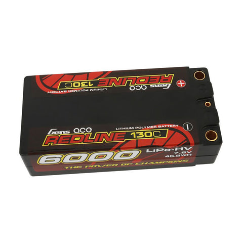 Gens Ace GEA60002S13D5 Redline 2S 7.6V Lipo Battery, 130C, 6000mAh, Shorty