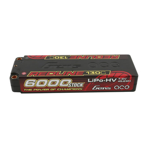 Gens Ace GEA60002S13L5 Redline 2S 7.6V Lipo Battery, 130C, 6000mAh, 5mm