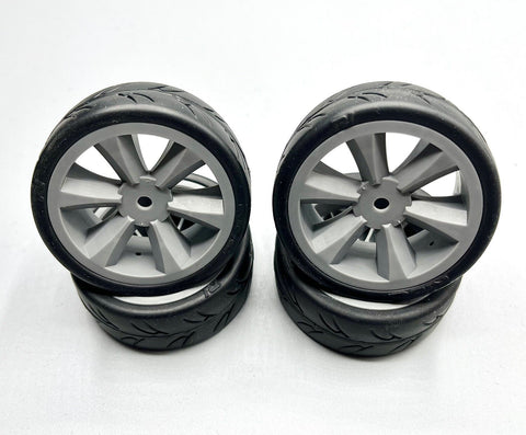 Gravity RC GRC123 Belted USGT Tires, Pre-Glued on Gray Wheels (4)