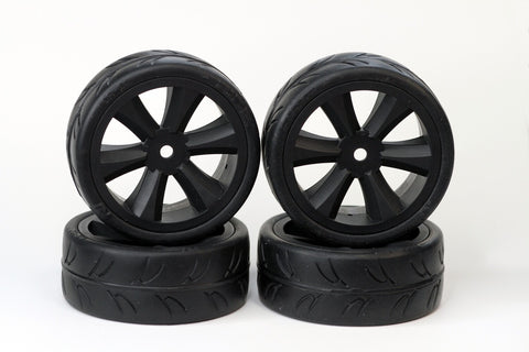 Gravity RC GRC124GTB USGT Pre-Glued Tires on Black Edge Wheels (4)