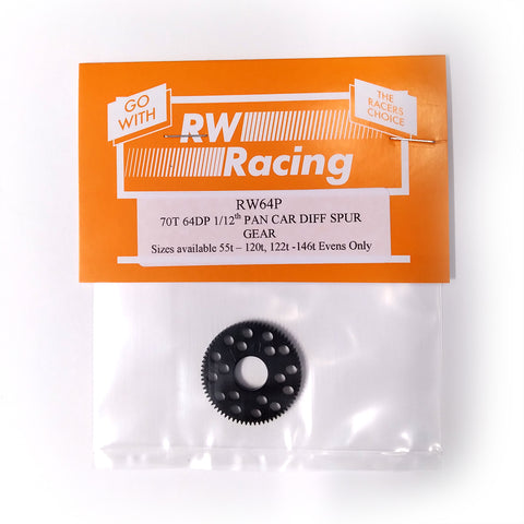 RW Racing RW64P-70T 1/12 Pan Car Spur Gear, 64P 70T