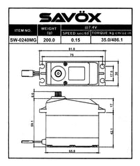 Savox SW-0240MG Waterproof 1/5 Scale 7.4V Digital Servo 0.15sec