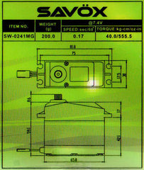 Savox SW-0241MG Waterproof 1/5 Scale 7.4V Digital Servo .17/555