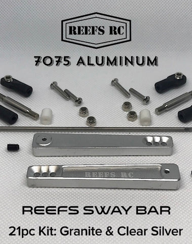 Reef's RC REEFS18 Hard Anodized Aluminum Sway Bar Kit, Silver, 21 pc