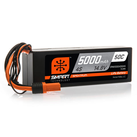 Spektrum SPMX50004S50H5 Smart 4S 14.8V LiPo Battery, 50C 5000mAh, IC5