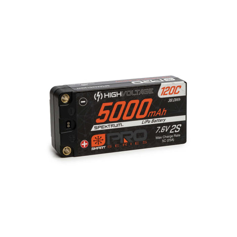 Spektrum SPMX52S120HT Smart 2S LiPo Battery, 5000mAh, 120C, 5mm Bullet