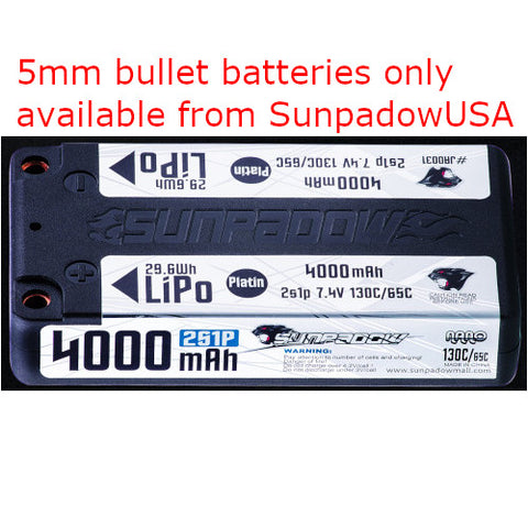 Sunpadow JA0031 Platin Series 7.4V 2S Shorty Lipo Battery, 4000mAh 130C