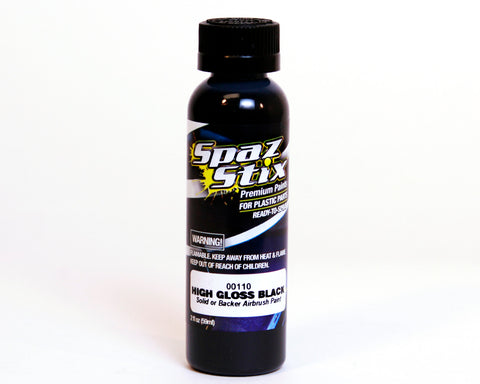 Spaz Stix 00110 High Gloss Black/Backer, Airbrush Paint, 2oz