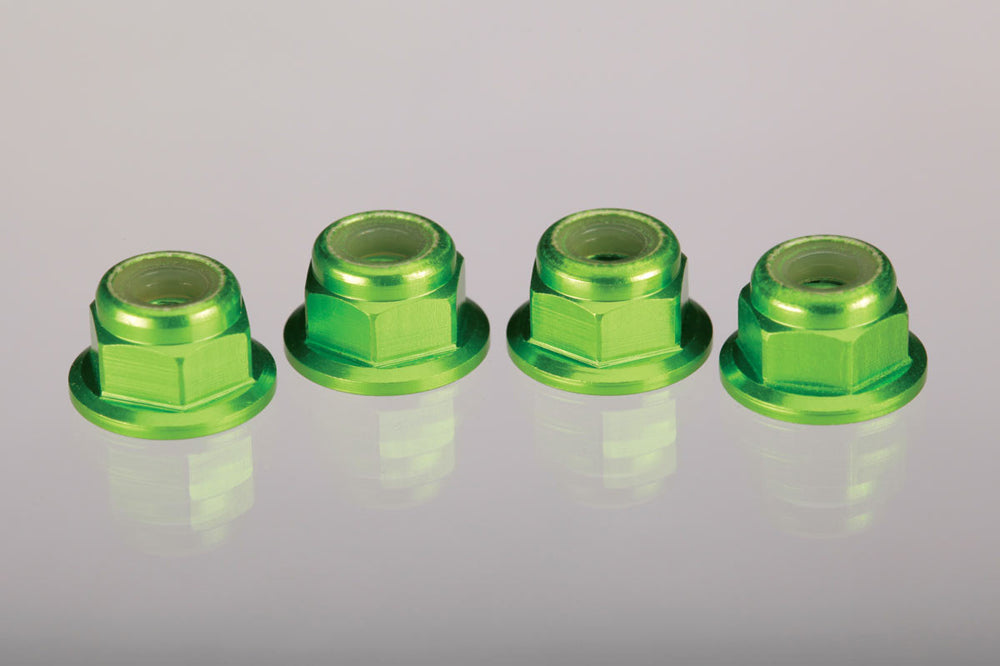 TRA1747G 1747G Aluminum 4mm Flanged Nylon Locking Nuts, Green