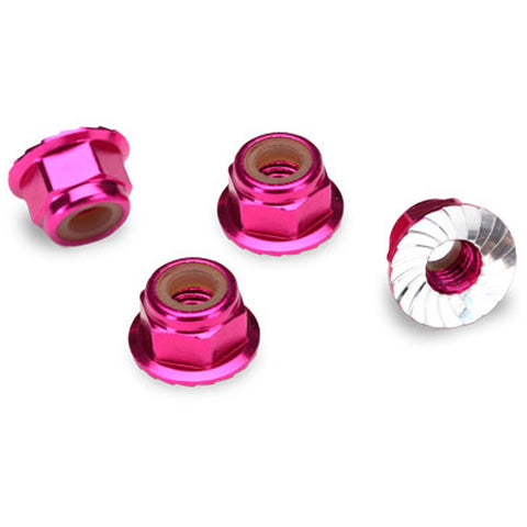 Traxxas 1747P Aluminum 4mm Flanged Nylon Locking Nuts, Pink