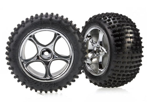 Traxxas 2470R Alias Tires, Tracer 2.2" Wheels, Chrome