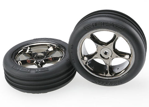 Traxxas 2471A Alias Ribbed Tires, 2.2" Tracer Wheels, Blk Chrome