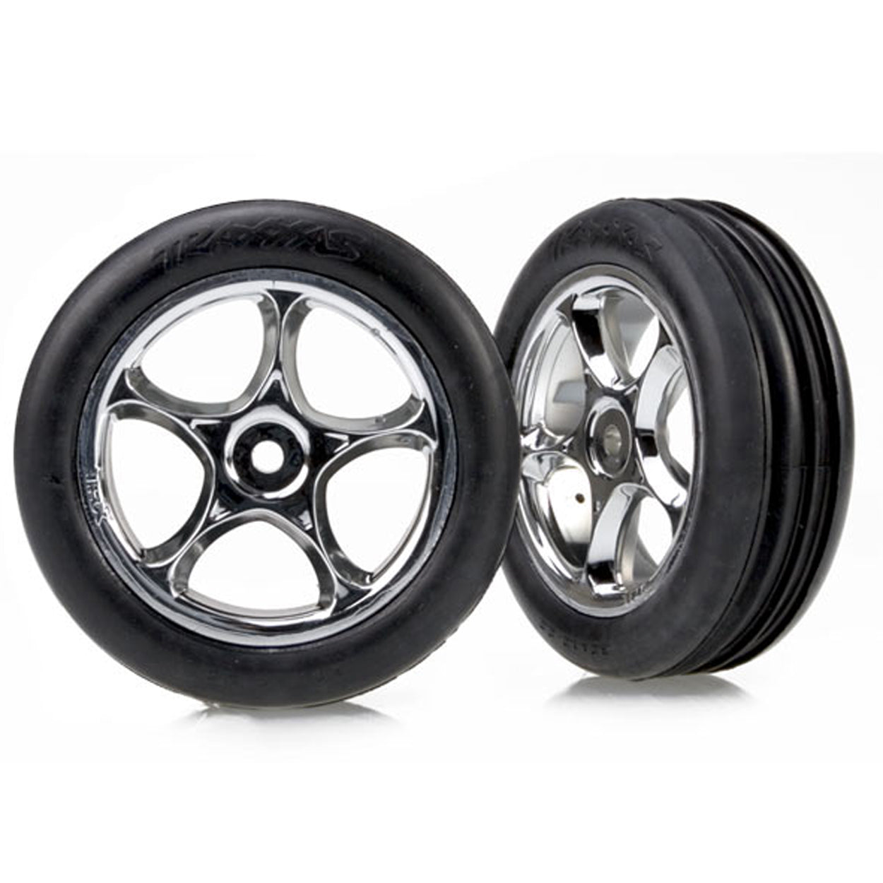 TRA2471R 2471R Alias Ribbed Soft Tires, 2.2" Tracer Wheels, Chrome