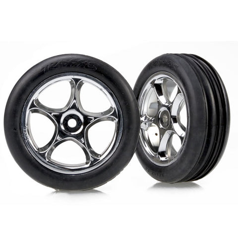 Traxxas 2471R Alias Ribbed Soft Tires, 2.2" Tracer Wheels, Chrome