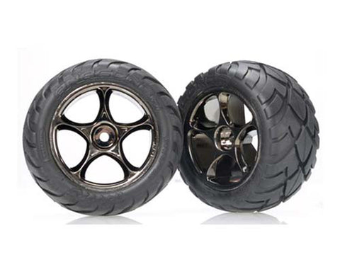Traxxas 2478A Anaconda Tires, Tracer 2.2" Wheels Black Chrm Rear
