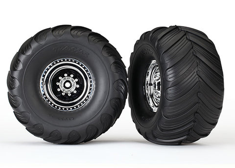 Traxxas 3663X Terra Groove Dual Profile Tires & Wheels, Chrome