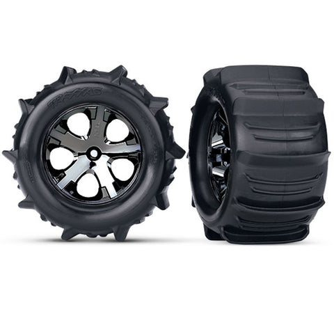 Traxxas 3689 Paddle Tires, All-Star 2.8" Wheels, Black Chrome