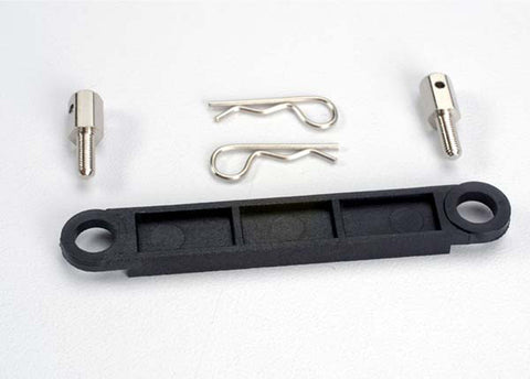 Traxxas 3727 Battery Hold Down Plate, Posts & Body Clips, Black