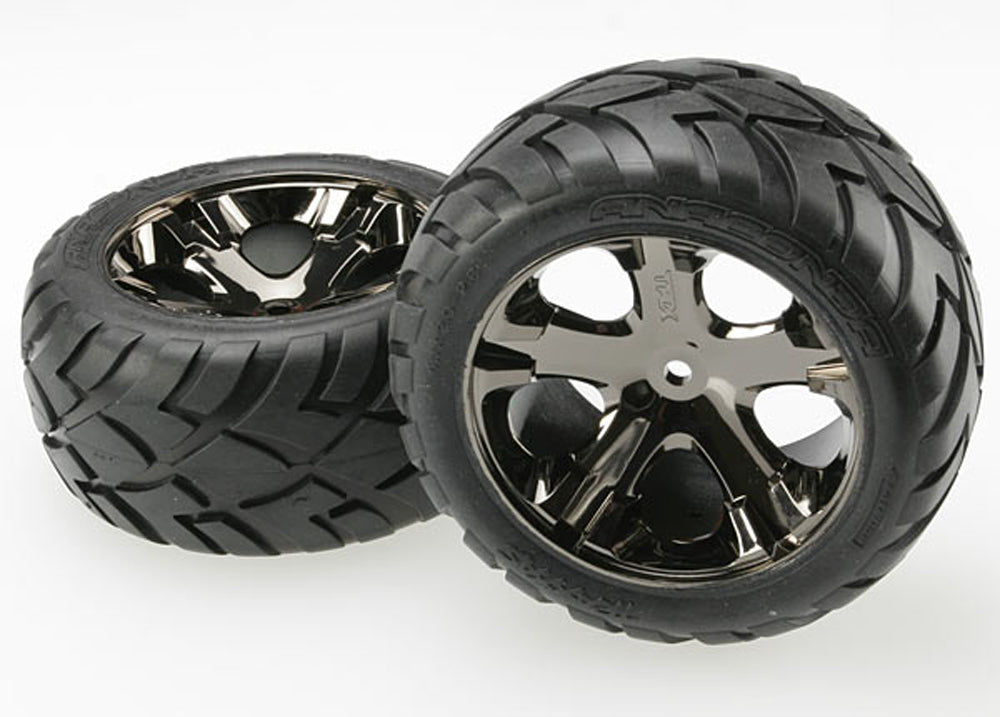 TRA3773A 3773A All-Star Black Chrome Wheels, Anaconda Tires Rear