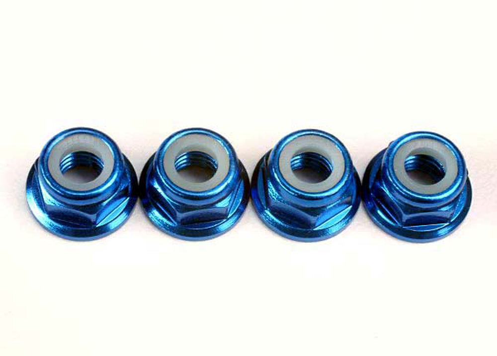TRA4147X 4147X Aluminum 5mm Flanged Nylon Locking Nuts, Blue